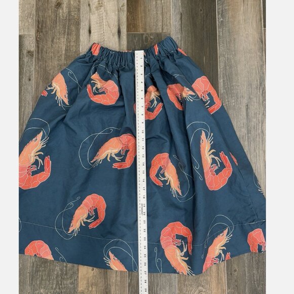 (?) HANDMADE UNIQUE RARE CHATHAM HOUSE PRAWN / SHRIMP PRINT COASTAL MIDI SKIRT - Picture 5 of 11